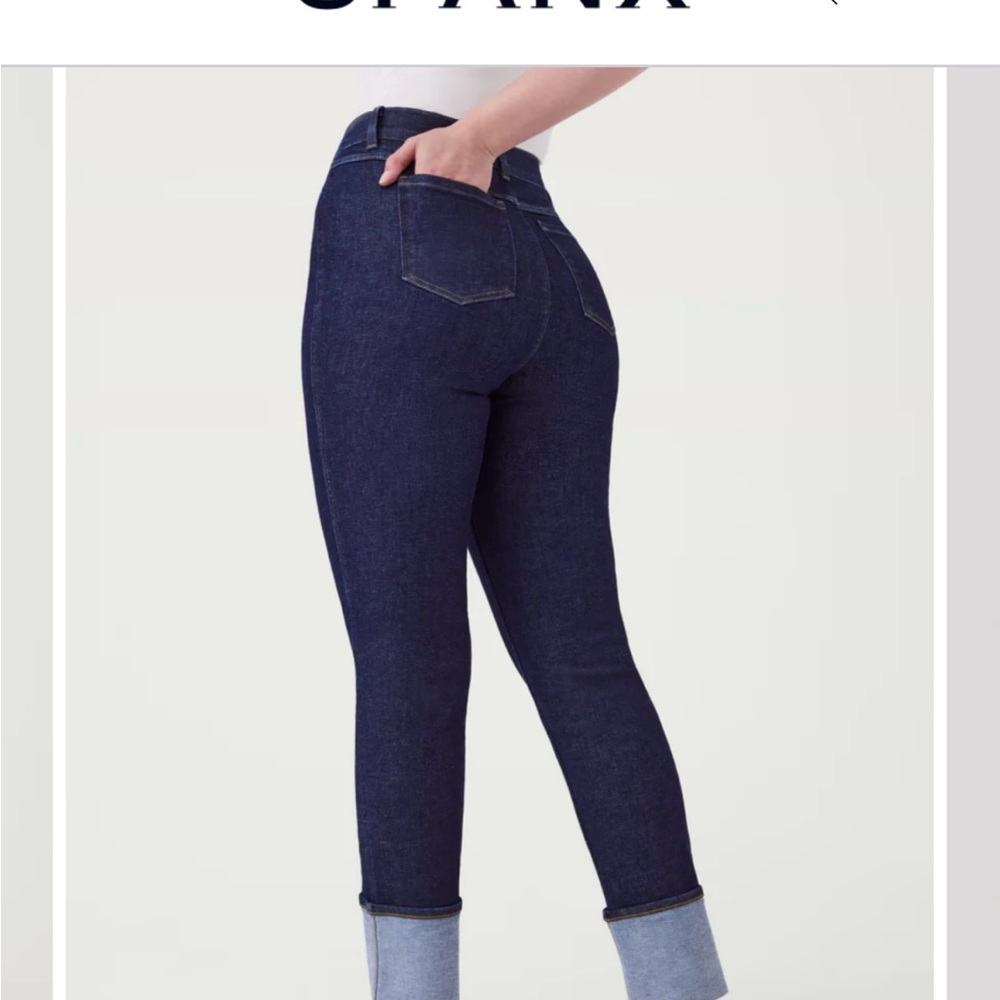 Spanx cuffed straight leg jeans. Large petite